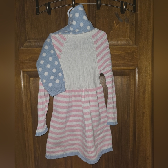 C.Rowley: 🩷/🤍Sweater Dress w/Rhinestone Embroidered Snowman & Matching Scarf - Picture 11 of 13